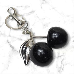 Black Cherry Glitter Bag Charm